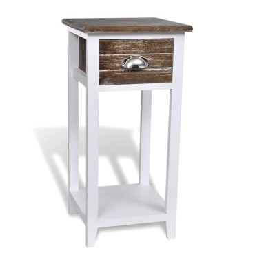 vidaXL Κομοδίνο με 1 Συρτάρι Καφέ / Λευκό 30x30x63cm 1 τεμ.