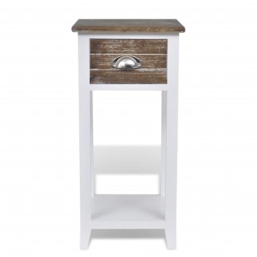 vidaXL Κομοδίνο με 1 Συρτάρι Καφέ / Λευκό 30x30x63cm 1 τεμ.
