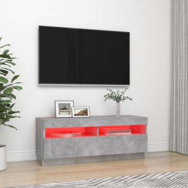 vidaXL Έπιπλο Τηλεόρασης με Φωτισμό LED Γκρι Σκυροδ. 100x35x40cm