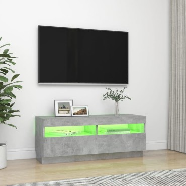 vidaXL Έπιπλο Τηλεόρασης με Φωτισμό LED Γκρι Σκυροδ. 100x35x40cm