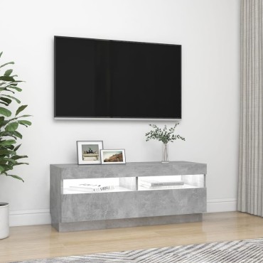 vidaXL Έπιπλο Τηλεόρασης με Φωτισμό LED Γκρι Σκυροδ. 100x35x40cm