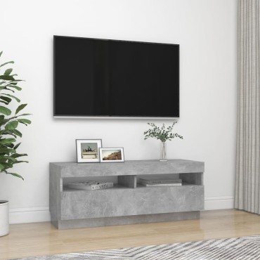 vidaXL Έπιπλο Τηλεόρασης με Φωτισμό LED Γκρι Σκυροδ. 100x35x40cm