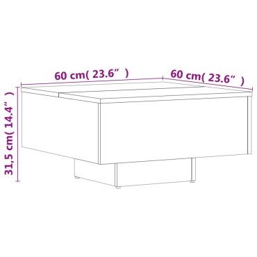 vidaXL Τραπεζάκι Σαλονιού Γκρι Σκυροδέματος 60x60x31,5cm Επεξ. Ξύλο 1 τεμ.