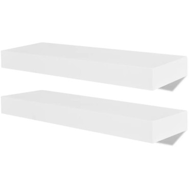 Ράφια Τοίχου για Βιβλία/DVD 2 τεμ. Άσπρα από MDF 40x20x3,8cm