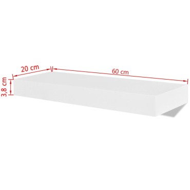 Ράφια Τοίχου για Βιβλία/DVD 2 τεμ. Άσπρα από MDF
