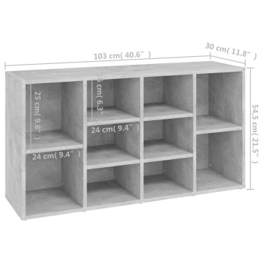 vidaXL Παπουτσοθήκη Γκρι Σκυροδέματος 103x30x54,5cm από Επεξ. Ξύλο