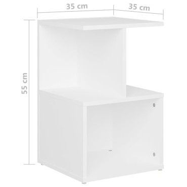 vidaXL Κομοδίνα 2 τεμ. Λευκά 35x35x55cm από Επεξ. Ξύλο