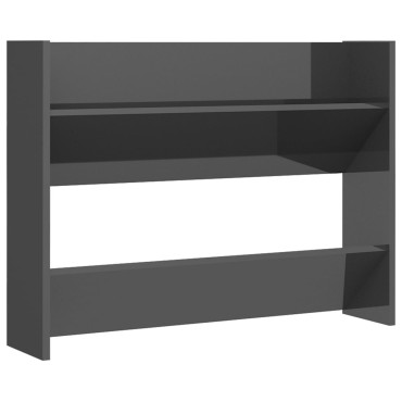 vidaXL Παπουτσοθήκη Τοίχου Γυαλιστερό Γκρι 80x18x60cm από Επεξ. Ξύλο