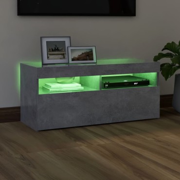 vidaXL Έπιπλο Τηλεόρασης με LED Γκρι Σκυροδέματος 90x35x40cm