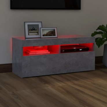 vidaXL Έπιπλο Τηλεόρασης με LED Γκρι Σκυροδέματος 90x35x40cm