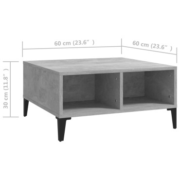 vidaXL Τραπεζάκι Σαλονιού Γκρι Σκυρ. 60x60x30cm Επεξεργασμένο Ξύλο 1 τεμ.