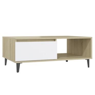 vidaXL Τραπεζάκι Σαλονιού Λευκό/Sonoma Δρυς 90x60x35cm Επεξ. Ξύλο 1 τεμ.