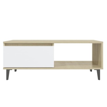 vidaXL Τραπεζάκι Σαλονιού Λευκό/Sonoma Δρυς 90x60x35cm Επεξ. Ξύλο 1 τεμ.