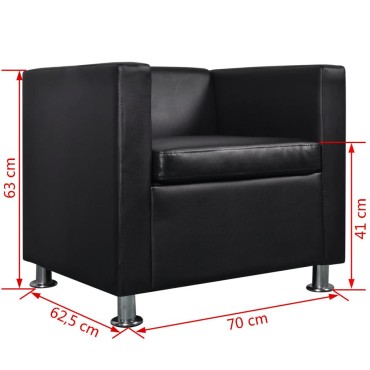 vidaXL Πολυθρόνα Μαύρη από Συνθετικό Δέρμα 70x62,5x63cm 1 τεμ.