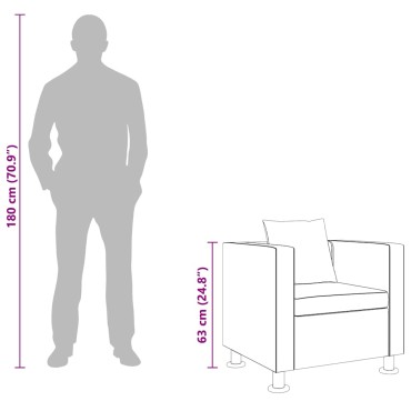 vidaXL Πολυθρόνα Μαύρη από Συνθετικό Δέρμα 70x62,5x63cm 1 τεμ.