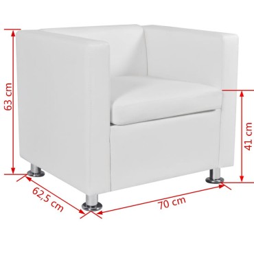 vidaXL Πολυθρόνα Λευκή από Συνθετικό Δέρμα 70x62,5x63cm 1 τεμ.