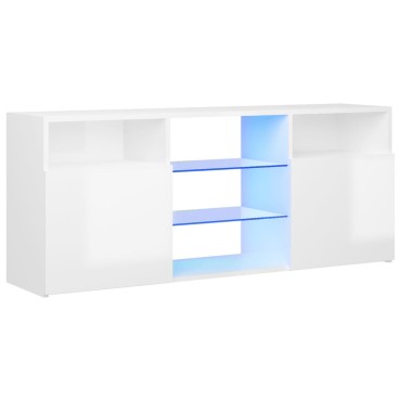 vidaXL Έπιπλο Τηλεόρασης με LED Γυαλιστερό Λευκό 120x30x50cm