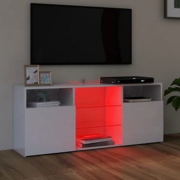 vidaXL Έπιπλο Τηλεόρασης με LED Γυαλιστερό Λευκό 120x30x50cm