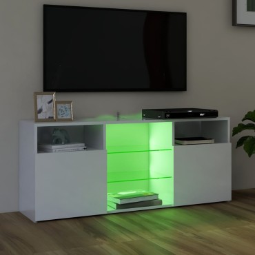 vidaXL Έπιπλο Τηλεόρασης με LED Γυαλιστερό Λευκό 120x30x50cm