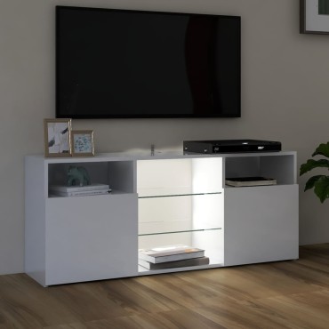 vidaXL Έπιπλο Τηλεόρασης με LED Γυαλιστερό Λευκό 120x30x50cm