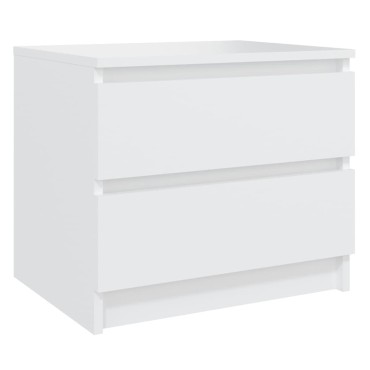vidaXL Κομοδίνα 2 τεμ. Λευκά 50x39x43,5cm από Επεξεργασμένο Ξύλο
