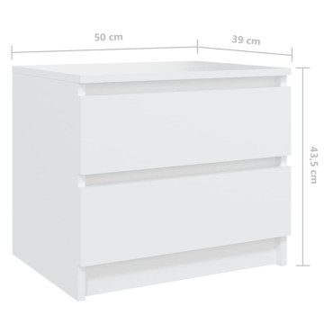 vidaXL Κομοδίνα 2 τεμ. Λευκά 50x39x43,5cm από Επεξεργασμένο Ξύλο