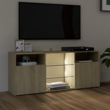 vidaXL Έπιπλο Τηλεόρασης με LED Sonoma Δρυς 120x30x50cm