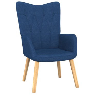 vidaXL Πολυθρόνα Relax Μπλε Υφασμάτινη με Σκαμπό 61,5x69x95,5cm 1 τεμ.