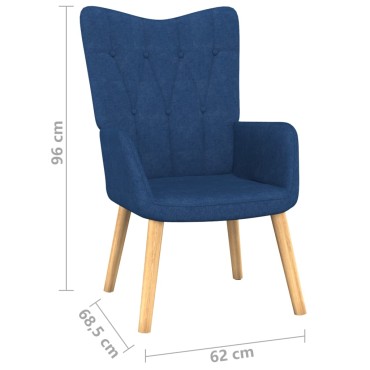 vidaXL Πολυθρόνα Relax Μπλε Υφασμάτινη με Σκαμπό 61,5x69x95,5cm 1 τεμ.