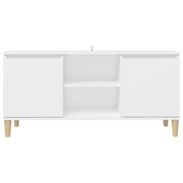 vidaXL Έπιπλο Τηλεόρασης Λευκό 103,5x30x50cm με Μασίφ Ξύλινα Πόδια