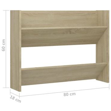 vidaXL Παπουτσοθήκη Τοίχου Sonoma Δρυς 80x18x60cm Επεξ. Ξύλο