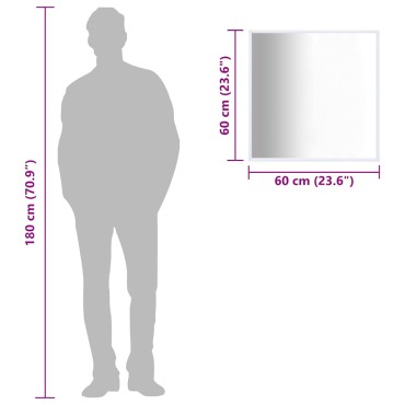 vidaXL Καθρέφτης Λευκός 60 x 60 εκ.
