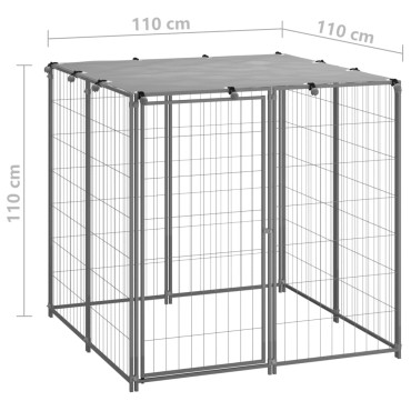 vidaXL Σπιτάκι σκύλου Ασημί 110 x 110 x 110 από Ατσάλι