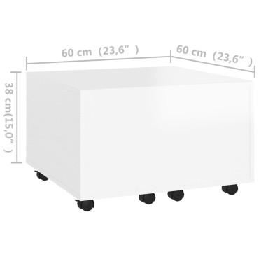 vidaXL Τραπεζάκι Σαλονιού Λευκό 60x60x38cm από Επεξ. Ξύλο 1 τεμ.