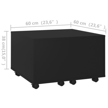 vidaXL Τραπεζάκι Σαλονιού Μαύρο 60x60x38cm από Επεξ. Ξύλο 1 τεμ.