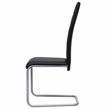 vidaXL Καρέκλες Τραπεζαρίας «Πρόβολος» 4 τεμ. Μαύρες Συνθετικό Δέρμα 41x52,5x102,5cm