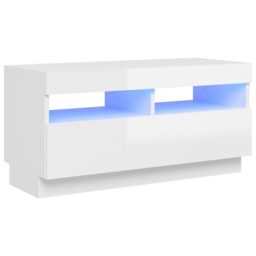 vidaXL Έπιπλο Τηλεόρασης με LED Γυαλιστερό Λευκό 80x35x40cm