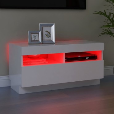 vidaXL Έπιπλο Τηλεόρασης με LED Γυαλιστερό Λευκό 80x35x40cm