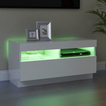 vidaXL Έπιπλο Τηλεόρασης με LED Γυαλιστερό Λευκό 80x35x40cm