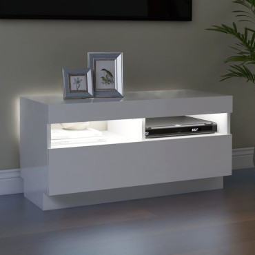 vidaXL Έπιπλο Τηλεόρασης με LED Γυαλιστερό Λευκό 80x35x40cm