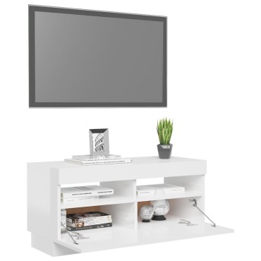 vidaXL Έπιπλο Τηλεόρασης με LED Γυαλιστερό Λευκό 80x35x40cm