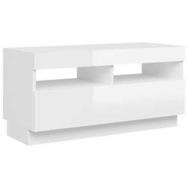 vidaXL Έπιπλο Τηλεόρασης με LED Γυαλιστερό Λευκό 80x35x40cm