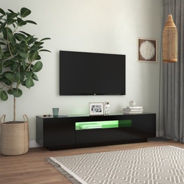 vidaXL Έπιπλο Τηλεόρασης με LED Μαύρο 160x35x40 εκ.