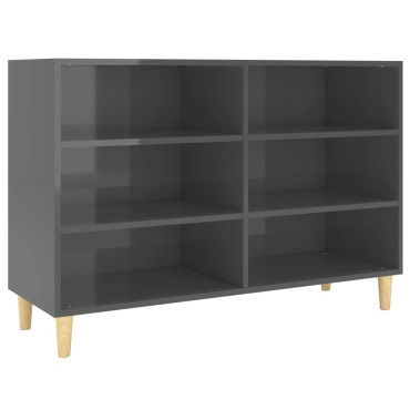 vidaXL Ραφιέρα Γυαλιστερή Γκρι 103,5x35x70cm από Επεξ. Ξύλο 1 τεμ.