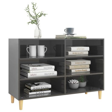vidaXL Ραφιέρα Γυαλιστερή Γκρι 103,5x35x70cm από Επεξ. Ξύλο 1 τεμ.