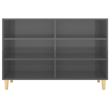 vidaXL Ραφιέρα Γυαλιστερή Γκρι 103,5x35x70cm από Επεξ. Ξύλο 1 τεμ.