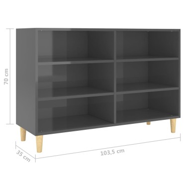 vidaXL Ραφιέρα Γυαλιστερή Γκρι 103,5x35x70cm από Επεξ. Ξύλο 1 τεμ.