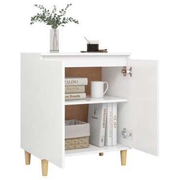 vidaXL Μπουφές Λευκός 60x35x70cm από Επεξ. Ξύλο με Ξύλινα Πόδια 1 τεμ.