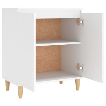 vidaXL Μπουφές Λευκός 60x35x70cm από Επεξ. Ξύλο με Ξύλινα Πόδια 1 τεμ.