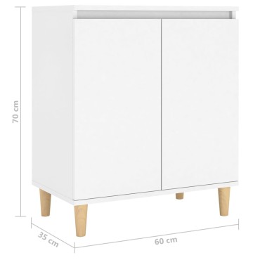 vidaXL Μπουφές Λευκός 60x35x70cm από Επεξ. Ξύλο με Ξύλινα Πόδια 1 τεμ.
